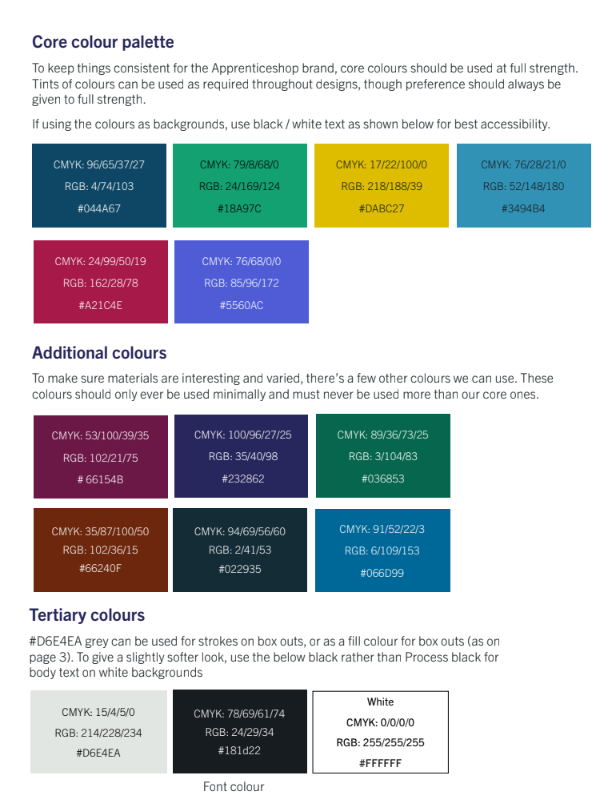 Apprenticeshop Colour Palette