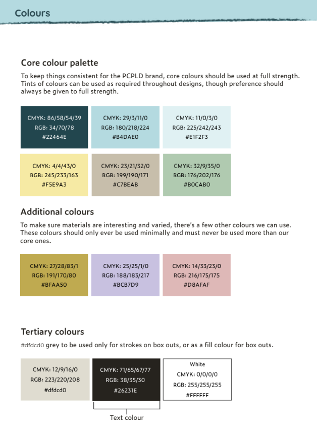 PCPLD Colour Palette Guide